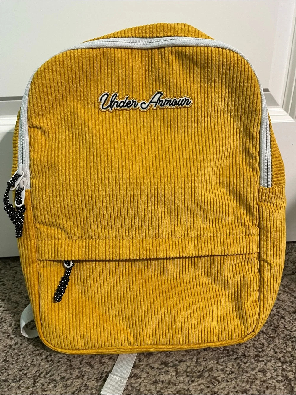Under Armour Yellow Corduroy Backpack with White Trim